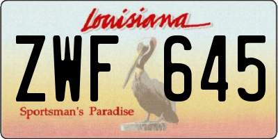 LA license plate ZWF645