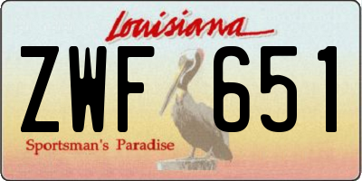 LA license plate ZWF651