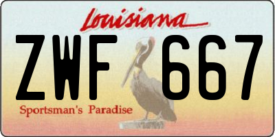 LA license plate ZWF667