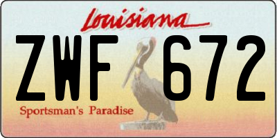 LA license plate ZWF672