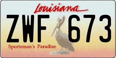 LA license plate ZWF673