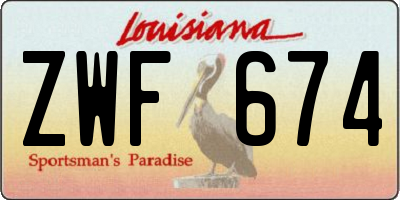 LA license plate ZWF674