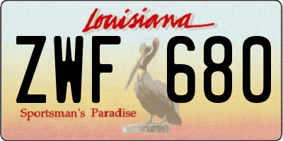 LA license plate ZWF680