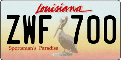 LA license plate ZWF700