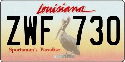 LA license plate ZWF730