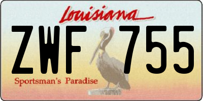 LA license plate ZWF755