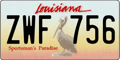 LA license plate ZWF756