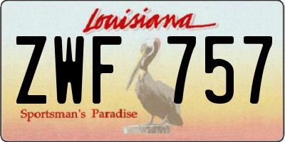 LA license plate ZWF757
