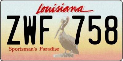 LA license plate ZWF758