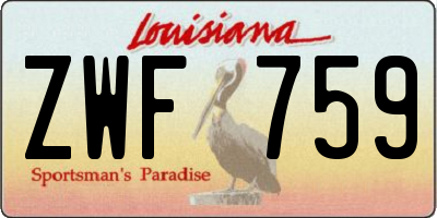 LA license plate ZWF759