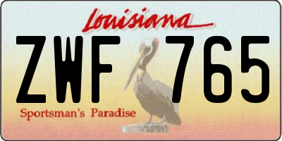 LA license plate ZWF765