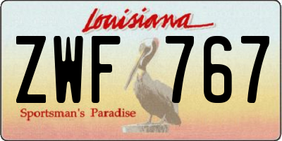 LA license plate ZWF767