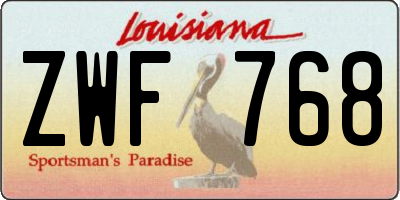 LA license plate ZWF768