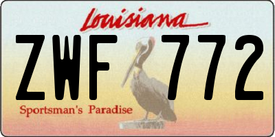 LA license plate ZWF772