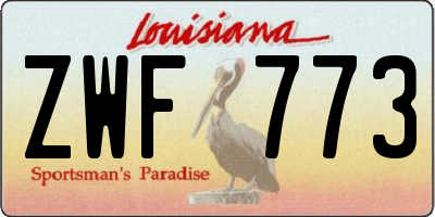 LA license plate ZWF773