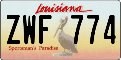 LA license plate ZWF774