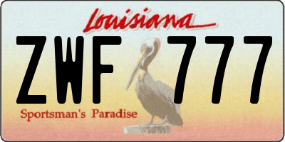 LA license plate ZWF777