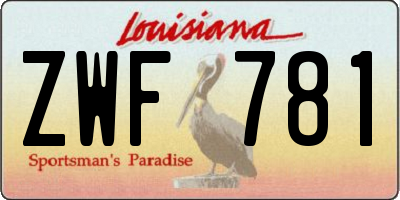 LA license plate ZWF781