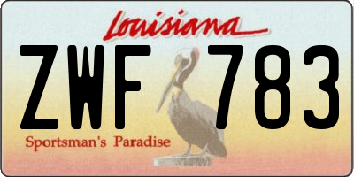 LA license plate ZWF783
