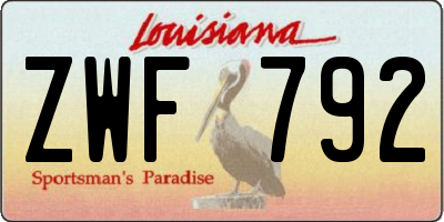 LA license plate ZWF792