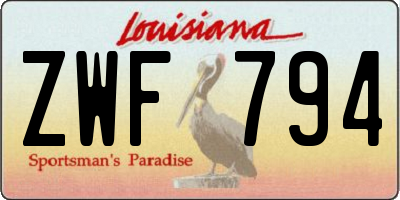 LA license plate ZWF794
