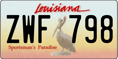 LA license plate ZWF798