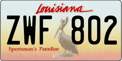 LA license plate ZWF802