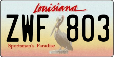 LA license plate ZWF803