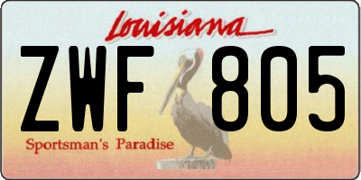 LA license plate ZWF805