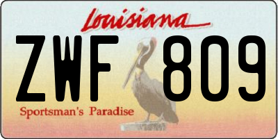 LA license plate ZWF809