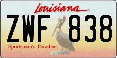 LA license plate ZWF838