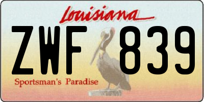 LA license plate ZWF839