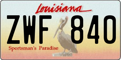 LA license plate ZWF840