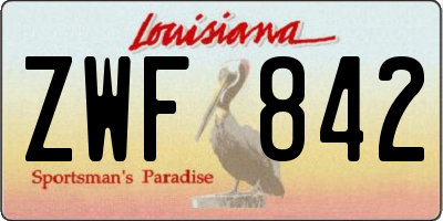 LA license plate ZWF842