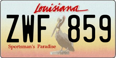 LA license plate ZWF859