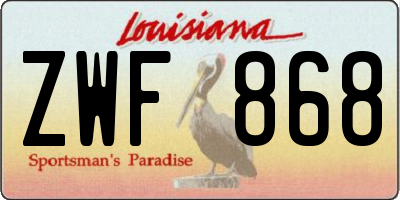 LA license plate ZWF868