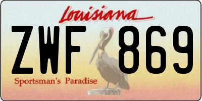 LA license plate ZWF869