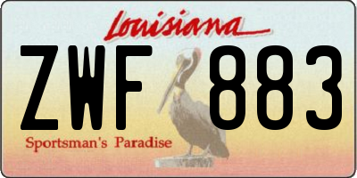LA license plate ZWF883