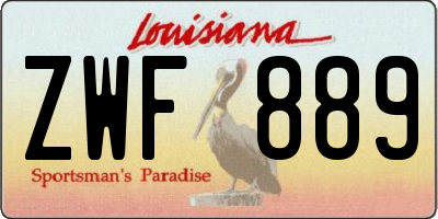 LA license plate ZWF889