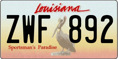 LA license plate ZWF892