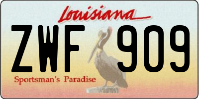 LA license plate ZWF909