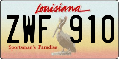 LA license plate ZWF910