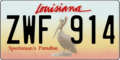 LA license plate ZWF914