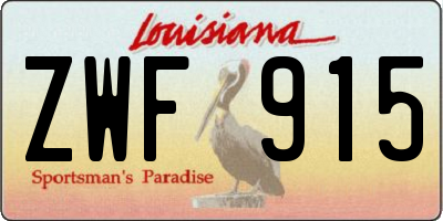 LA license plate ZWF915