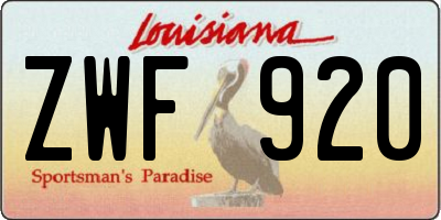 LA license plate ZWF920