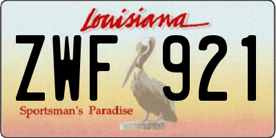 LA license plate ZWF921