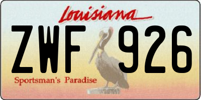 LA license plate ZWF926