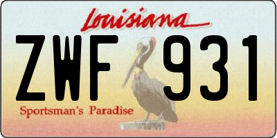 LA license plate ZWF931