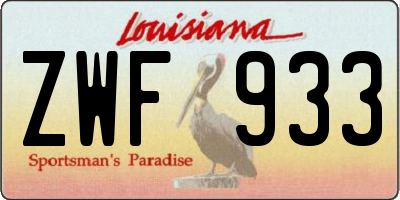 LA license plate ZWF933