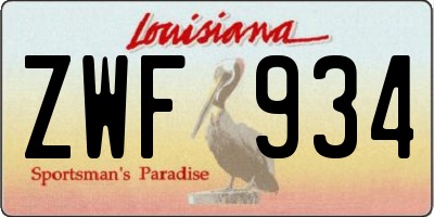 LA license plate ZWF934